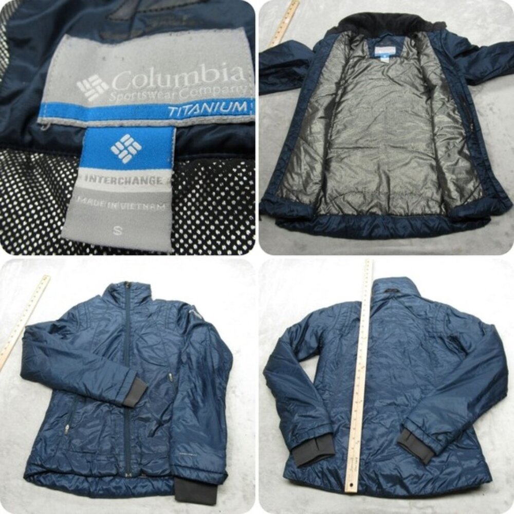 Columbia Titanium Jacket Small Womens Navy Interchange Insulated Omni Heat